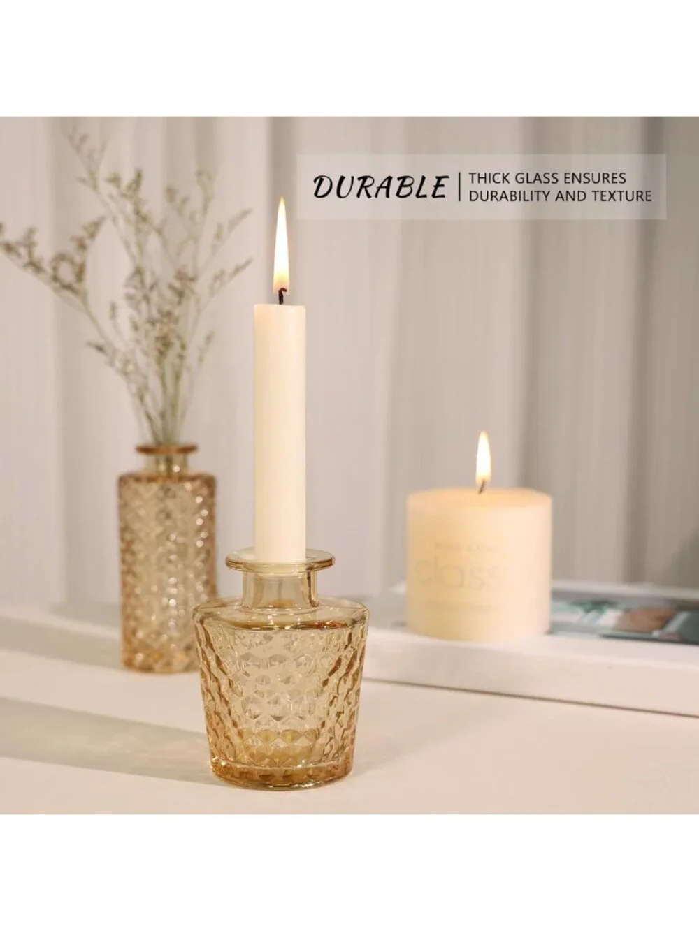 Set of 12 Small Gold Amber Glass Bud Vases - Elegant Flower Decor for Home
